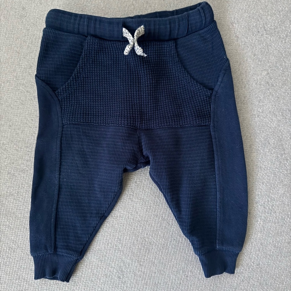 Zara Blue Textured Joggers Elastic Waistband